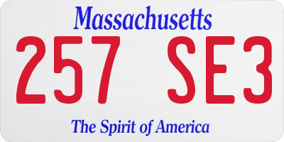MA license plate 257SE3