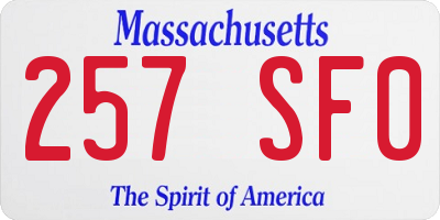 MA license plate 257SF0