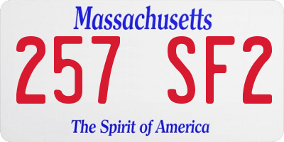 MA license plate 257SF2