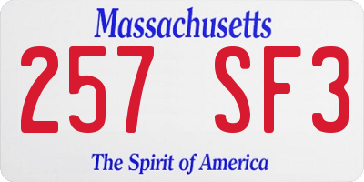MA license plate 257SF3