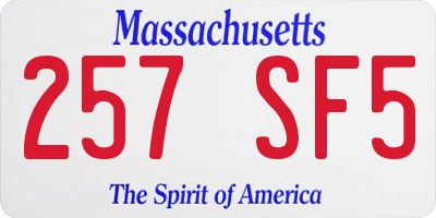 MA license plate 257SF5