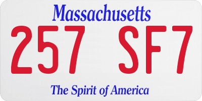MA license plate 257SF7