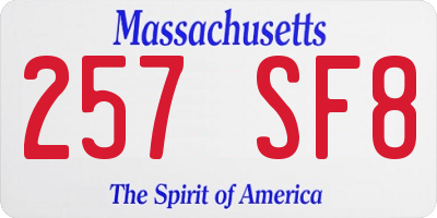 MA license plate 257SF8