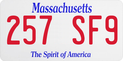 MA license plate 257SF9