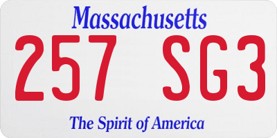 MA license plate 257SG3