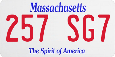MA license plate 257SG7