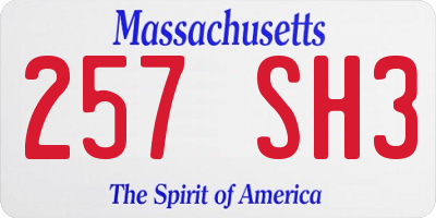 MA license plate 257SH3