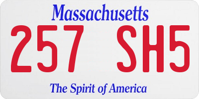 MA license plate 257SH5