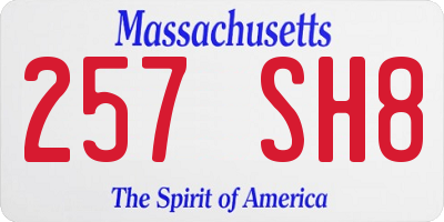 MA license plate 257SH8