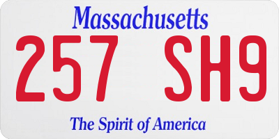 MA license plate 257SH9