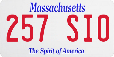 MA license plate 257SI0