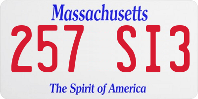 MA license plate 257SI3