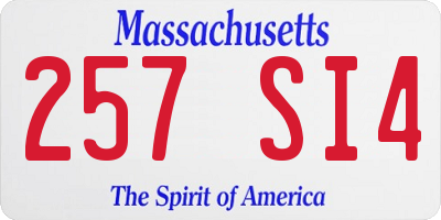 MA license plate 257SI4