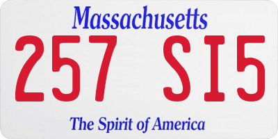MA license plate 257SI5