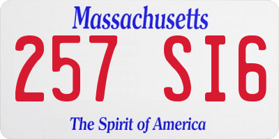 MA license plate 257SI6