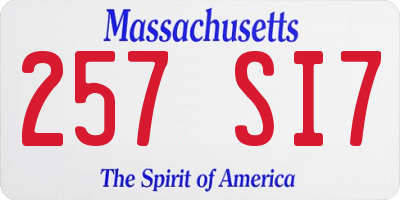MA license plate 257SI7