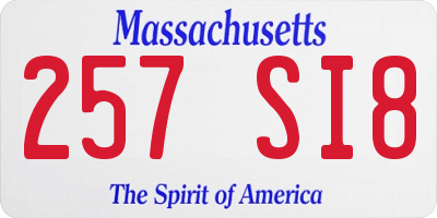 MA license plate 257SI8