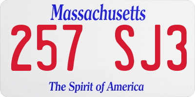 MA license plate 257SJ3