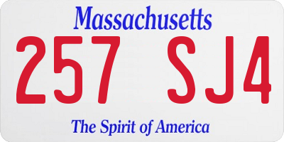 MA license plate 257SJ4