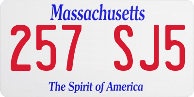 MA license plate 257SJ5