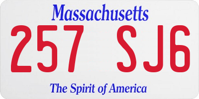 MA license plate 257SJ6