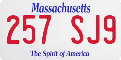 MA license plate 257SJ9
