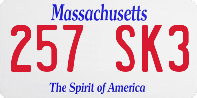MA license plate 257SK3