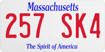 MA license plate 257SK4