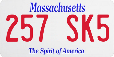 MA license plate 257SK5