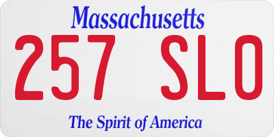 MA license plate 257SL0