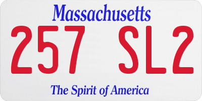 MA license plate 257SL2