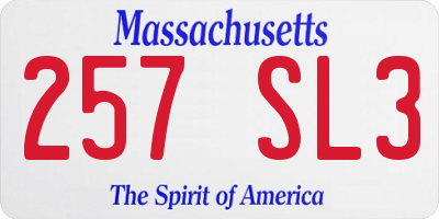 MA license plate 257SL3