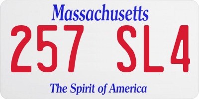 MA license plate 257SL4