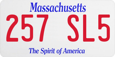MA license plate 257SL5