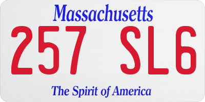 MA license plate 257SL6