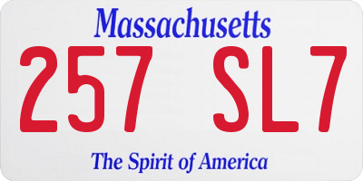 MA license plate 257SL7