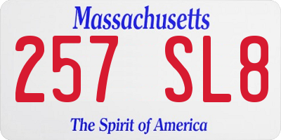 MA license plate 257SL8