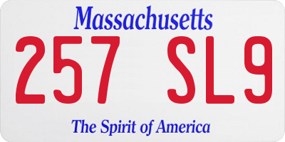 MA license plate 257SL9