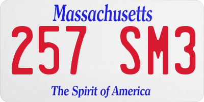 MA license plate 257SM3