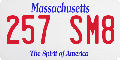 MA license plate 257SM8