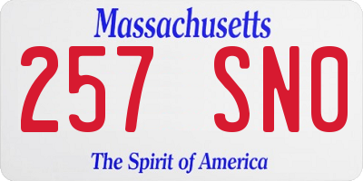 MA license plate 257SN0
