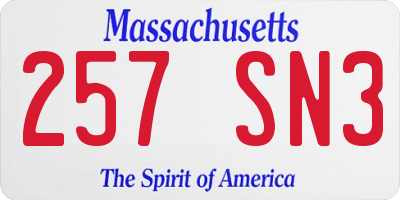 MA license plate 257SN3