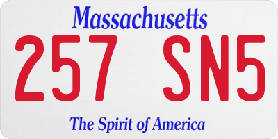 MA license plate 257SN5