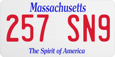 MA license plate 257SN9