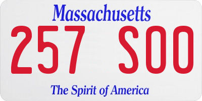 MA license plate 257SO0