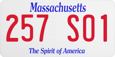 MA license plate 257SO1