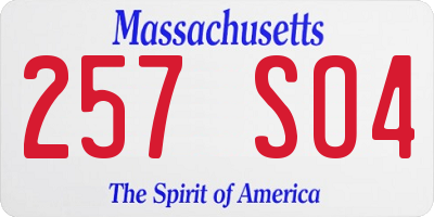 MA license plate 257SO4