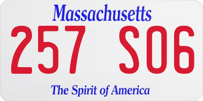 MA license plate 257SO6