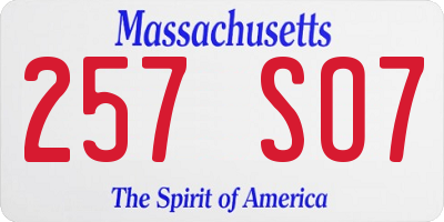 MA license plate 257SO7