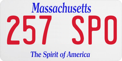 MA license plate 257SP0